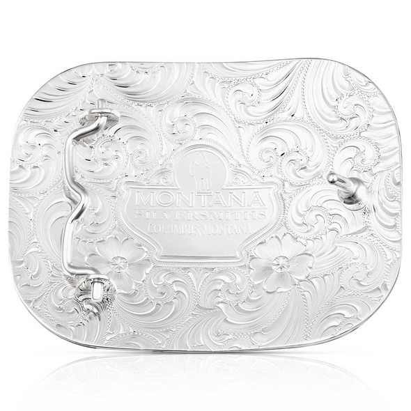 MONTANA SILVERSMITHS RECTANGLE LONGHORN STEER - ACC BUCKLE  - 53510-767H