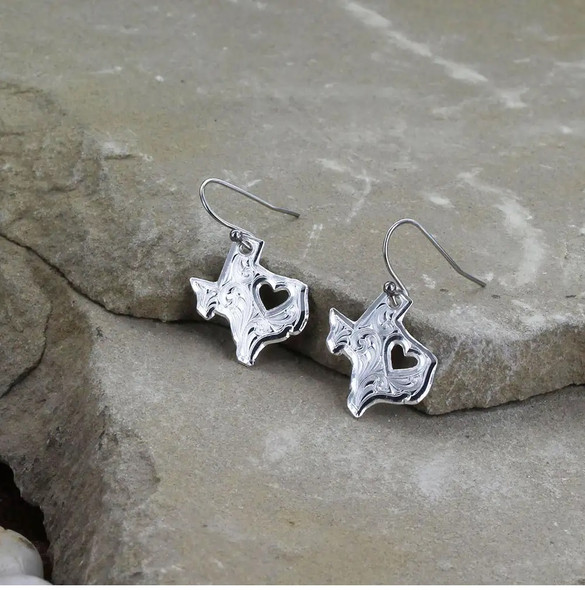 MONTANA SILVERSMITHS I HEART TEXAS CHARM SILVER - ACCESSORIES JEWELRY EARRINGS - ER2370TX