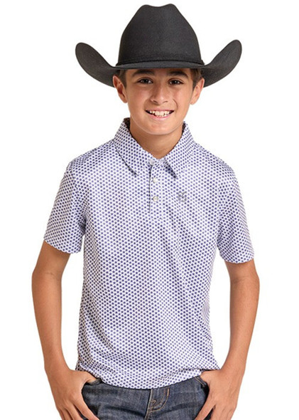 PANHANDLE SLIM STAR BLUE PRINT - KIDS BOYS POLO - TB51T09501