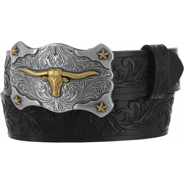 TONY LAMA LITTLE TEXAS TOOLED BUCKLE - ACCESSORIES BELT KIDS - C60113