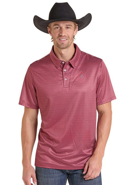 ROCK & ROLL WINE GEOMETRIC PRINT POLO - MENS POLO  - TM51T09521