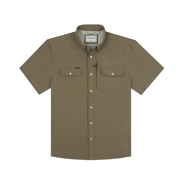 PONCHO  GREEN BROWN SENTINAL - MENS SHIRT WESTERN SNAPS - THE SONORA