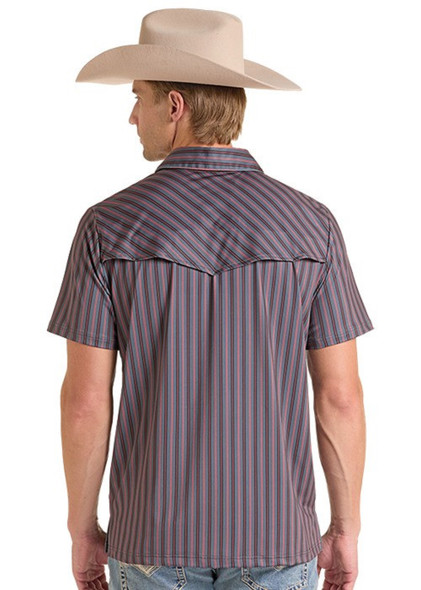 ROCK & ROLL CHARCOAL STRIPED VENTED - MENS POLO  - BM51T09591