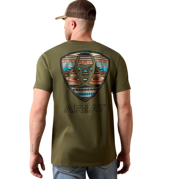 ARIAT RUST SERAPE SHIELD GREEN - MENS TEE  - 10079616