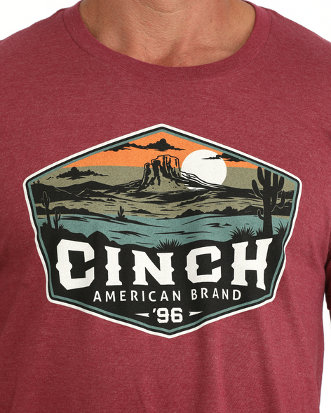 CINCH BURGUNDY DESERT SCENE - MENS TEE  - MTT1690736
