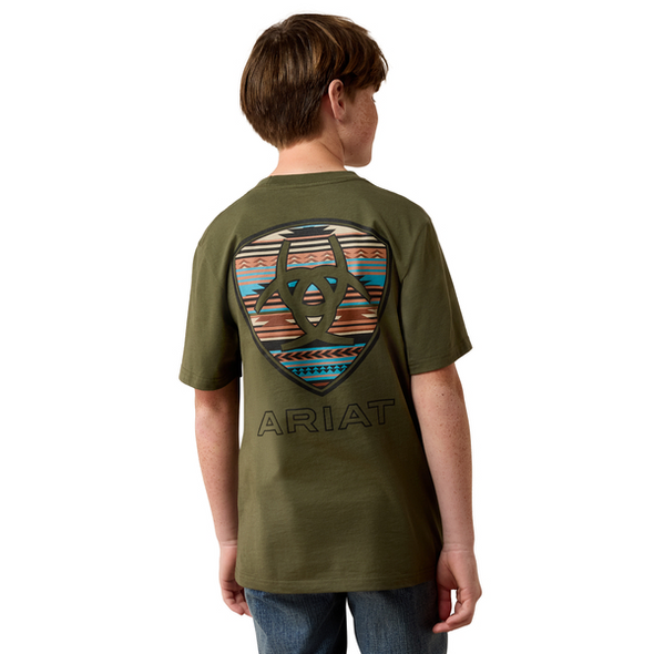 ARIAT RUST SERAPE SHIELD PRINT - KIDS BOYS SHIRT - 10079615