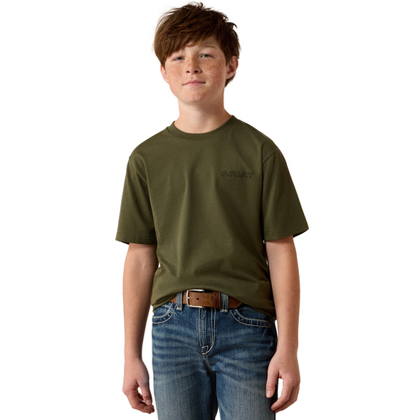 ARIAT RUST SERAPE SHIELD PRINT - KIDS BOYS SHIRT - 10079615