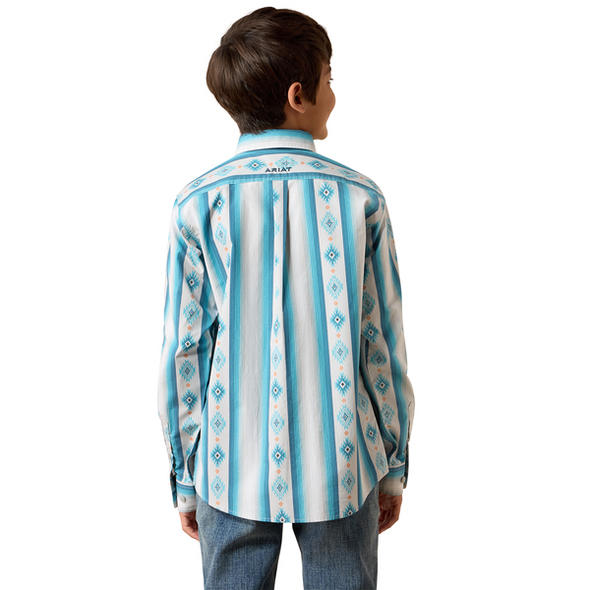 ARIAT POWERS CLASSIC BLUE SERAPE - KIDS BOYS SHIRT - 10079601
