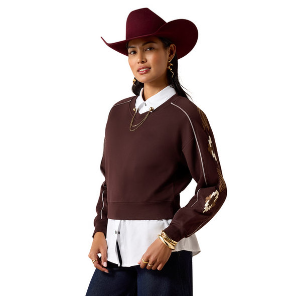 ARIAT DAKOTA CHOCOLATE PLUM - LADIES SWEATSHIRT  - 10079673