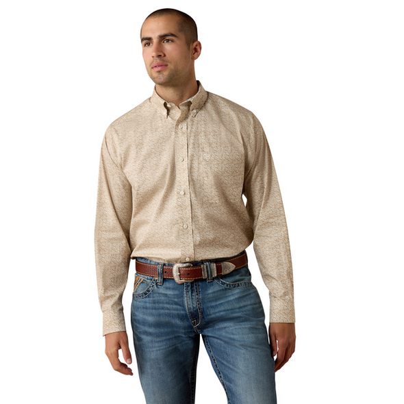 ARIAT WF SAVANNAH TAN SCROLL PRINT - MENS SHIRT  - 10079431