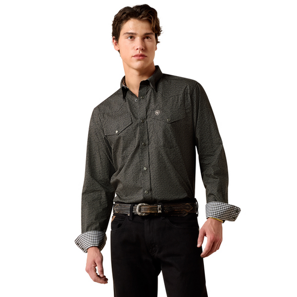 ARIAT WF BRAVEN BLACK TEXTURED PRINT - MENS SHIRT  - 10079489