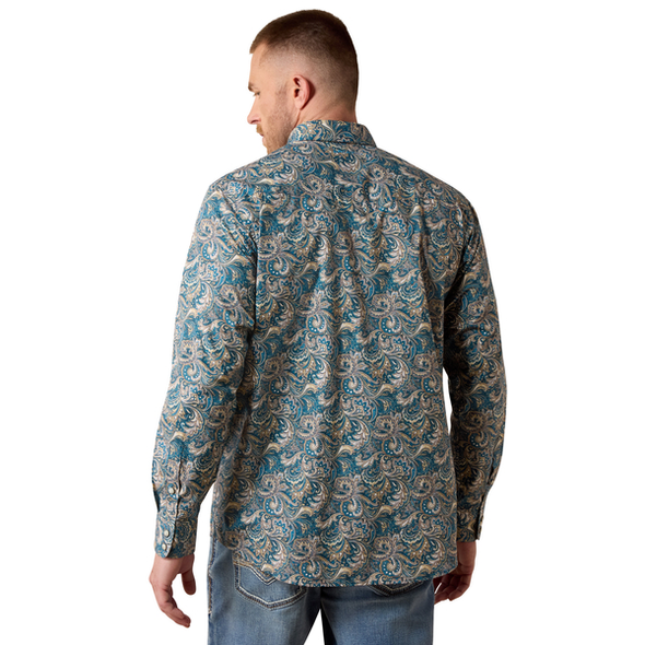 ARIAT CEDRIC BLUE PAISLEY PRINT - MENS SHIRT  - 10079534