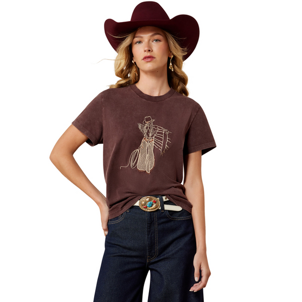 ARIAT REBEL WITH A CAUSE BROWN - LADIES TEE  - 10079672