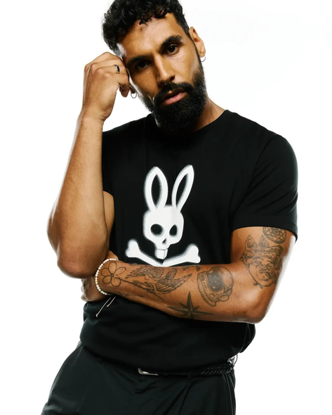 PSYCHO BUNNY EMMANUEL GRAPHIC TEE-BLACK - MENS TEE  - MT0200353-001