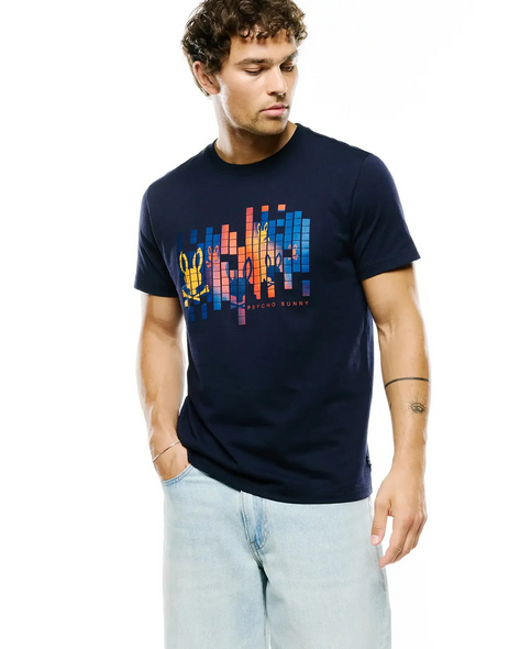 PSYCHO BUNNY ZANDER GRAPHIC BARITONE BLUE - MENS TEE  - MT0200373-423