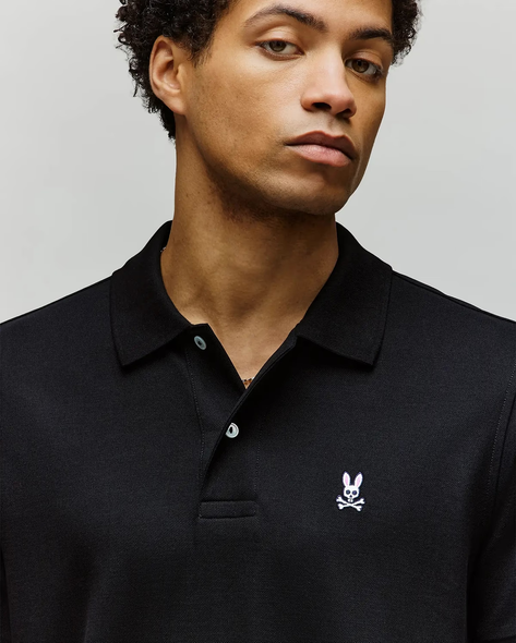 PSYCHO BUNNY BLACK CLASSIC PIQUE POLO - MENS POLO  - B6K001ARPC-001
