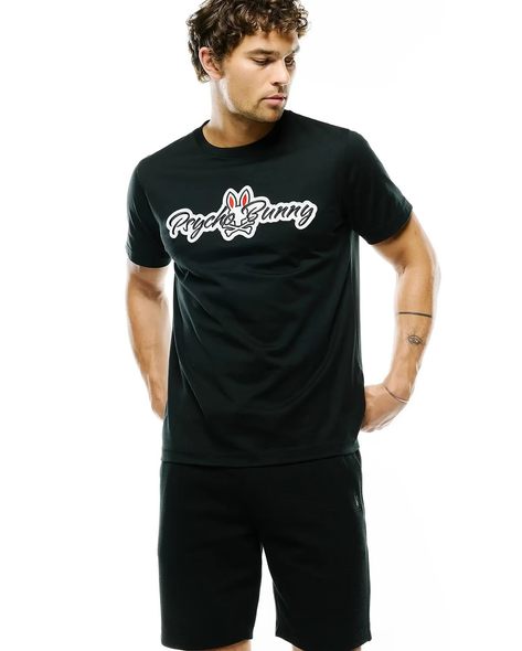 PSYCHO BUNNY JAYDON WORDMARK BLACK - MENS TEE  - MT0200367-001