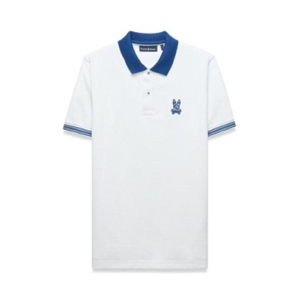 PSYCHO BUNNY DREW PIQUE POLO-WHITE - MENS POLO  - MT0100237-100