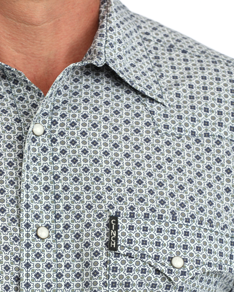 CINCH ARENAFLEX MODERN WHITE PRINT - MENS SHIRT  - MTW1303111