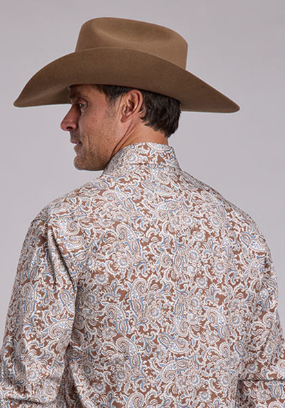 STETSON SADDLE BROWN PAISLEY PRINT - MENS SHIRT  - 11-001-0425-6054BR