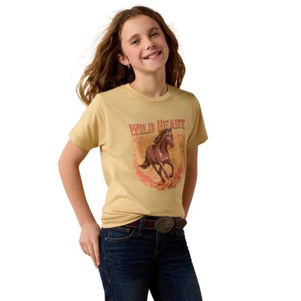ARIAT WILD HEART LATTE GRAPHIC - KIDS GIRLS TEE - 10082174