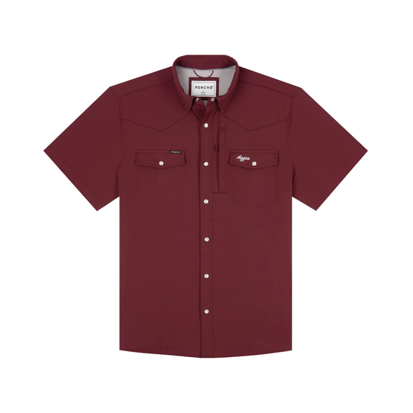 PONCHO  MAROON TEXAS A&M - MENS SHIRT WESTERN SNAPS - THE AGGIE