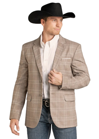 ROCK & ROLL TAUPE PLAID SPORT COAT - MENCOATS   - BM96C10295