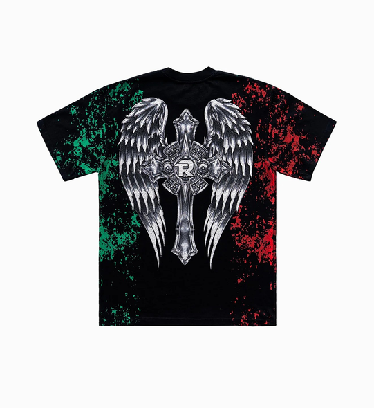AFFLICTION FUERZA REGIDA CRAZY  BLACK TEE - MENS TEE  - A30518