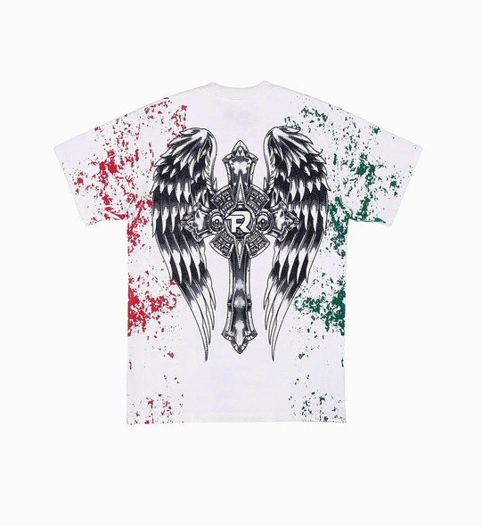 AFFLICTION FUERZA REGIDA CRAZY  WHITE TEE - MENS TEE  - A30518-W