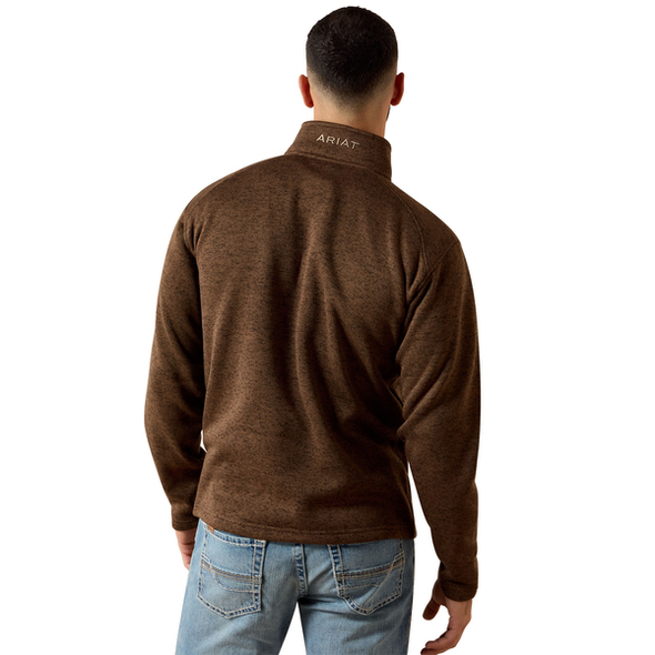 ARIAT CALDWELL 1/4 ZIP CARAFE BROWN - MEN SWEATER  - 10079644