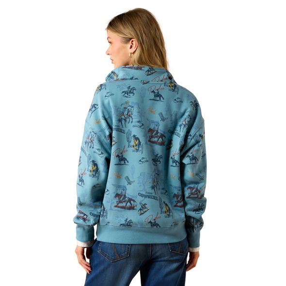 ARIAT PAINTED 1/2 ZIP RETRO RODEO - LADIES SWEATSHIRT  - 10079452