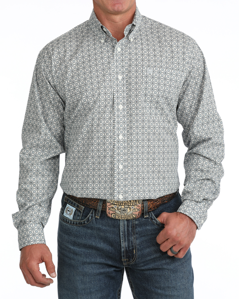 CINCH CREAM GEOMETRIC PRINT - MENS SHIRT  - MTW1106155