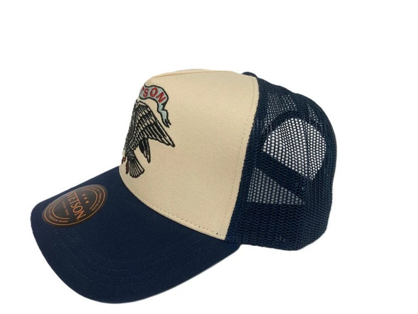 STETSON EAGLE TRUCKER NAVY/IVORY - HATS CAP  - SCSEAT-000748