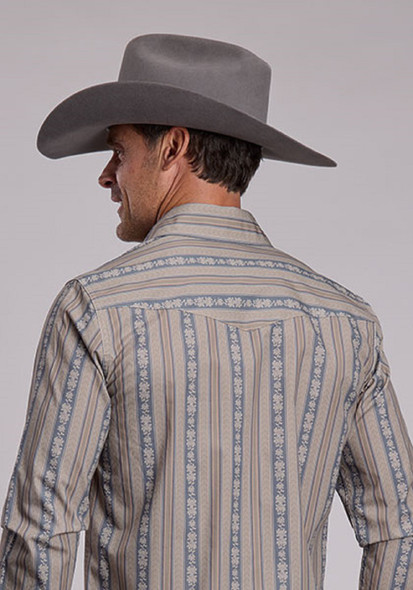 STETSON CHEVRON STRIPE GREY - MENS SHIRT  - 11-001-0476-6094GY