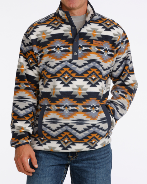 CINCH BLUE AZTEC POLAR FLEECE - MEN SWEATER  - MWK1514030