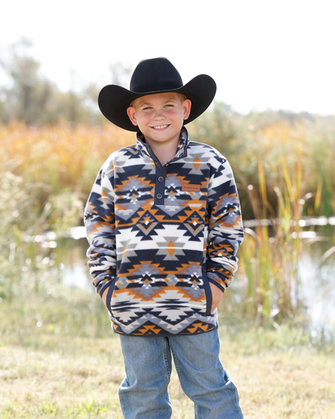 CINCH BLUE AZTEC POLAR FLEECE - KIDS BOYS JACKET - MWK7590022