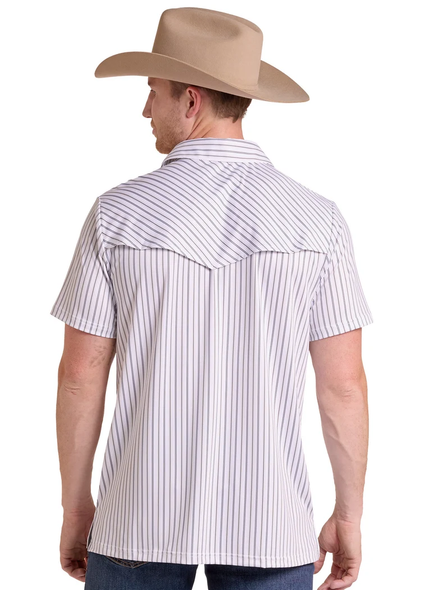 ROCK & ROLL STRIPED VENTED POLO WHITE - MENS POLO  - BM51T09593