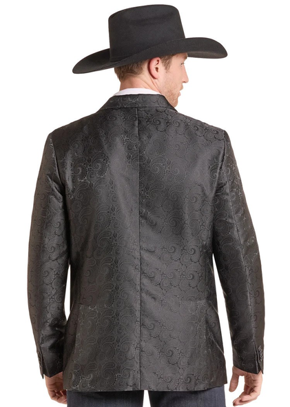 ROCK & ROLL PAISLEY JACQUARD BLACK COAT - MENCOATS   - BM96CO9648