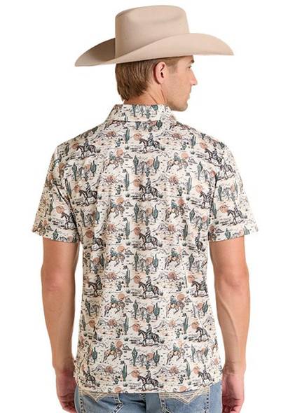 ROCK & ROLL DESERT NATURAL POLO PRINT - MENS POLO  - BM51T09601