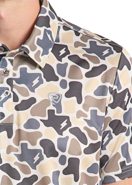 ROCK & ROLL KOE WETZEL TEXAS CAMO PRINT - MENS POLO  - BM51T09706