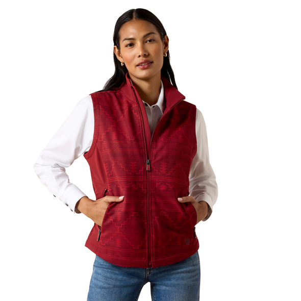 ARIAT ATLAS ROCKWELL RED PRINT - LADIES VESTS  - 10079450