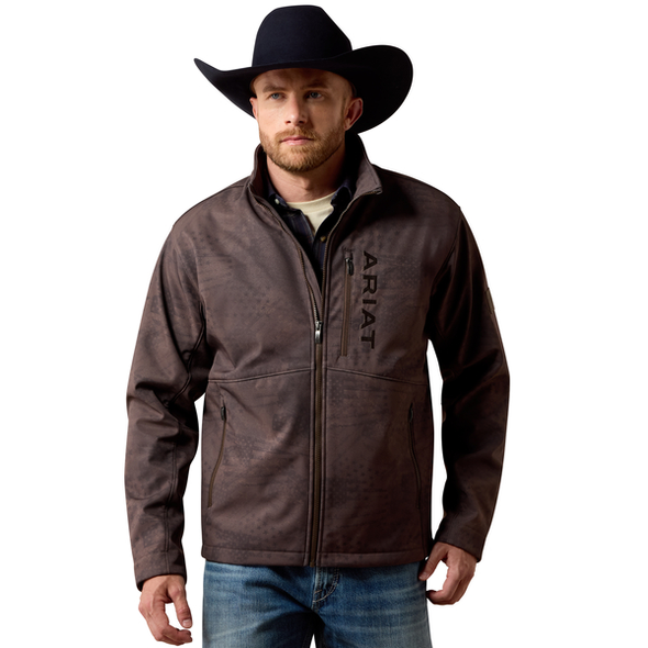 ARIAT PATRIOT FLAG BROWN SOFTSHELL - MENS JACKET  - 10079522