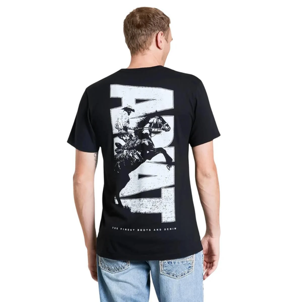 ARIAT SILO CHARGER PRINT BLACK - MENS TEE  - 10082623