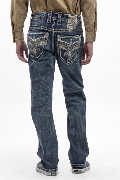 ROCK REVIVAL TRUETT STRAIGHT MEDIUM BLUE - MENS JEANS  - RP5753J200R