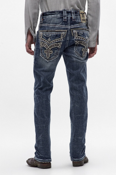 ROCK REVIVAL EGGPLANT STRAIGHT MEDIUM BLUE - MENS JEANS  - RP3500J217R