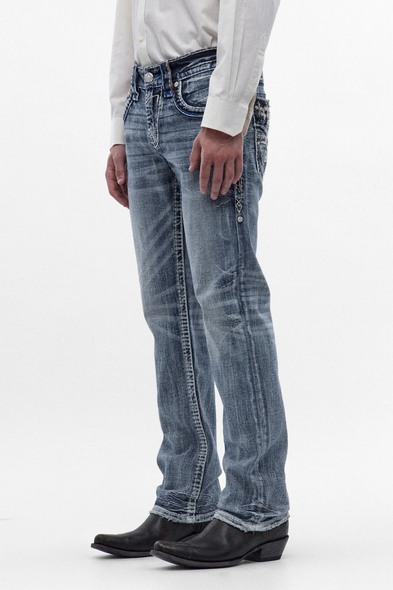 ROCK REVIVAL JETT BOOTCUT LIGHT BLUE - MENS JEANS  - RP5802J201R