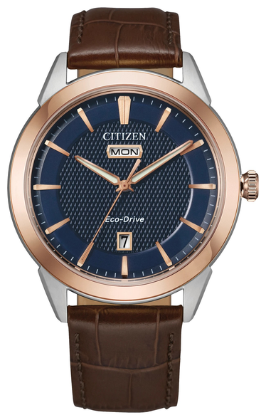 CITIZEN ROLAN LEATHER ROSE GOLD BLUE - ACCESSORIES WATCH CITIZEN - AW0096-06L