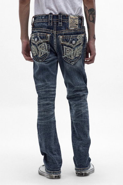 ROCK REVIVAL EYDAN STRAIGHT MEDIUM BLUE - MENS JEANS  - RP5744J204R
