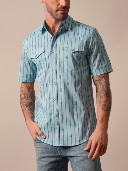 KIMES RANCH GUNNER LIGHT BLUE SNAP PRINT - MENS SHIRT  - MDS0000052-BL003
