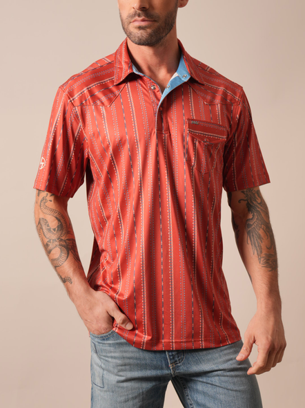 KIMES RANCH ZT Z-STRIPE BRICK RED - MENS POLO  - MPO0000009-RD012